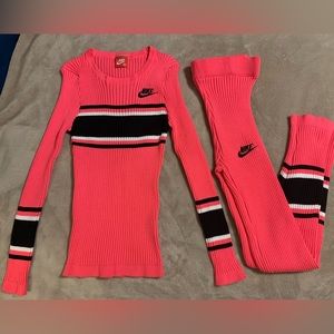 Hot Pink ribbed Nike sweater & pants set